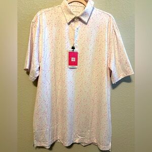 Women's Pink Patterned Golf Shirt - Chevron Classic Size Large